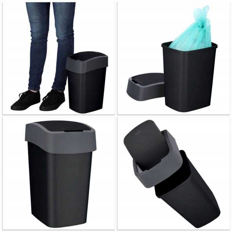 Kosz na śmieci Curver Flip Bin 10L, czarny