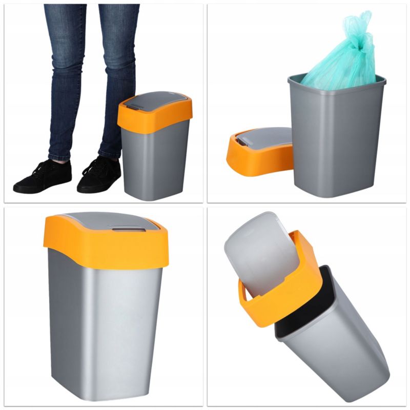 Kosz na śmieci Curver Flip Bin 10L, żółty