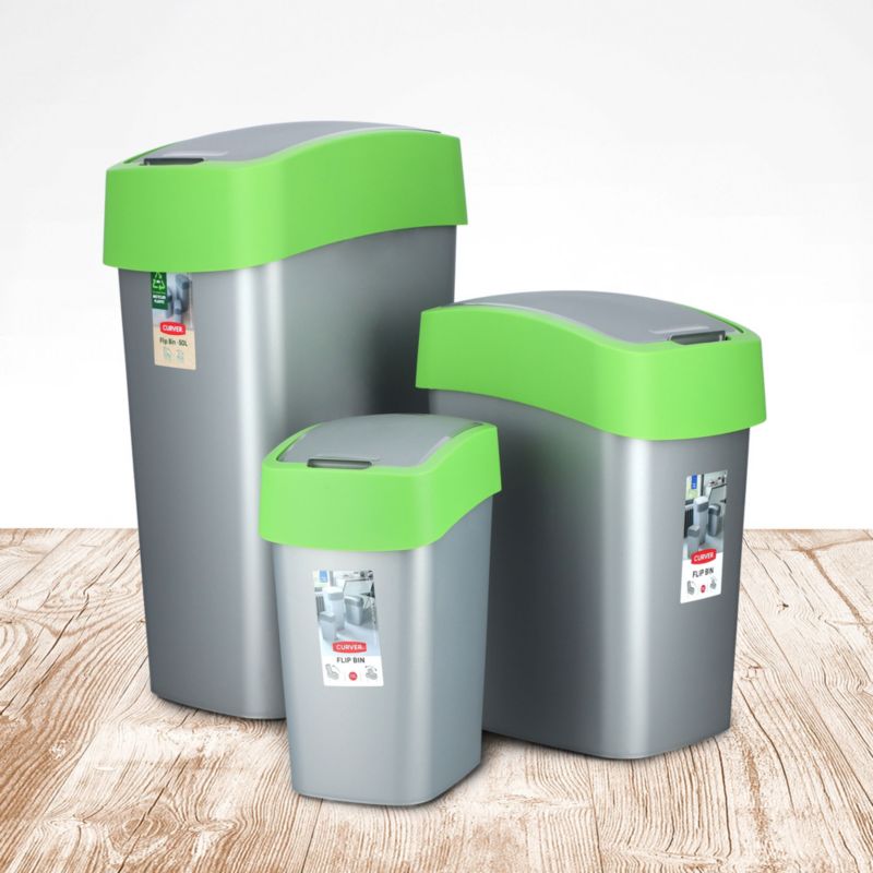 Kosz na śmieci Curver Flip Bin 10L, zielony