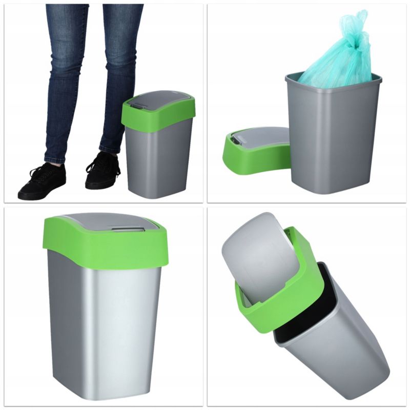 Kosz na śmieci Curver Flip Bin 10L, zielony