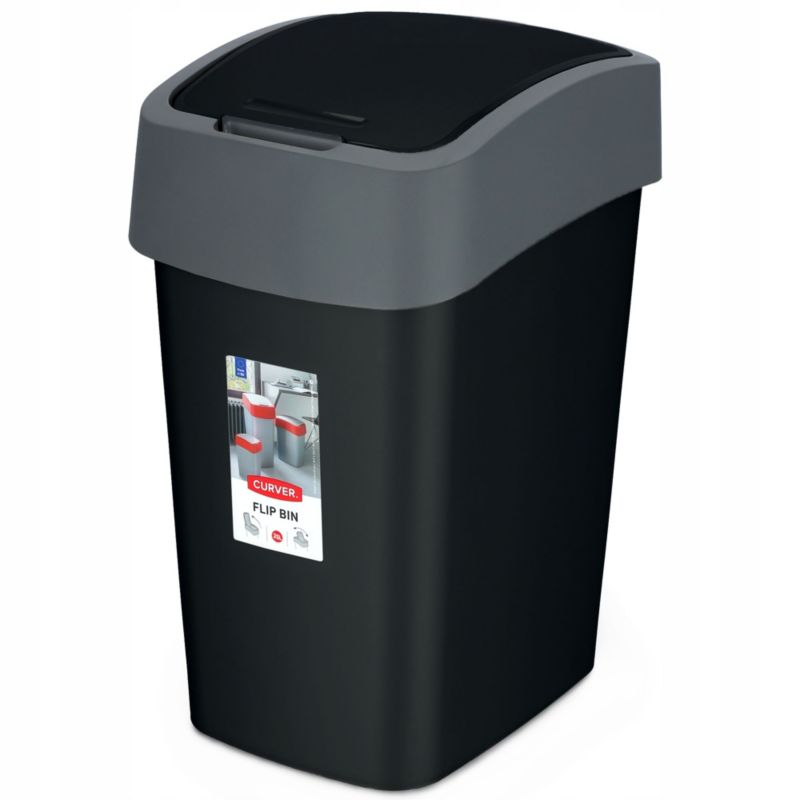 Kosz na śmieci Curver Flip Bin 25L, czarny