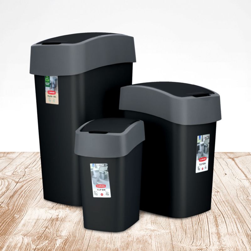 Kosz na śmieci Curver Flip Bin 25L, czarny