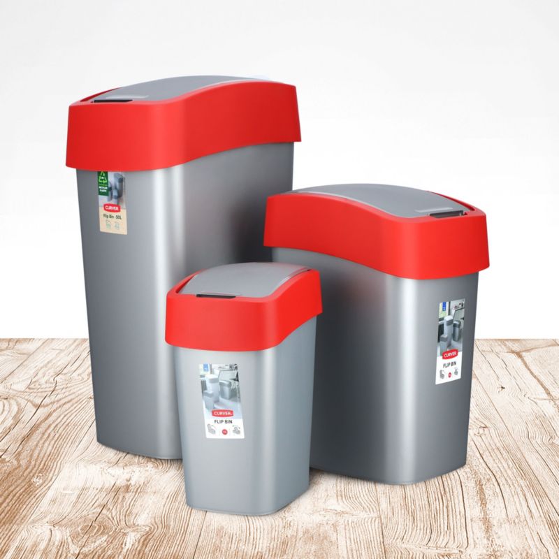 Kosz na śmieci Curver Flip Bin 25L, czerwony
