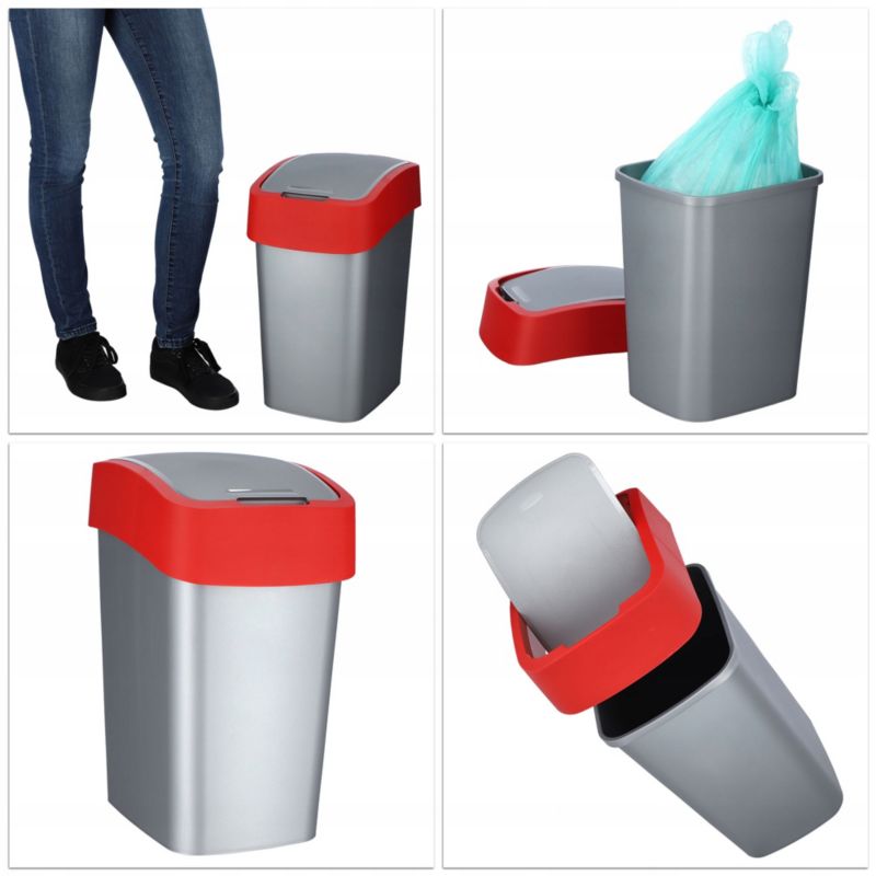 Kosz na śmieci Curver Flip Bin 25L, czerwony