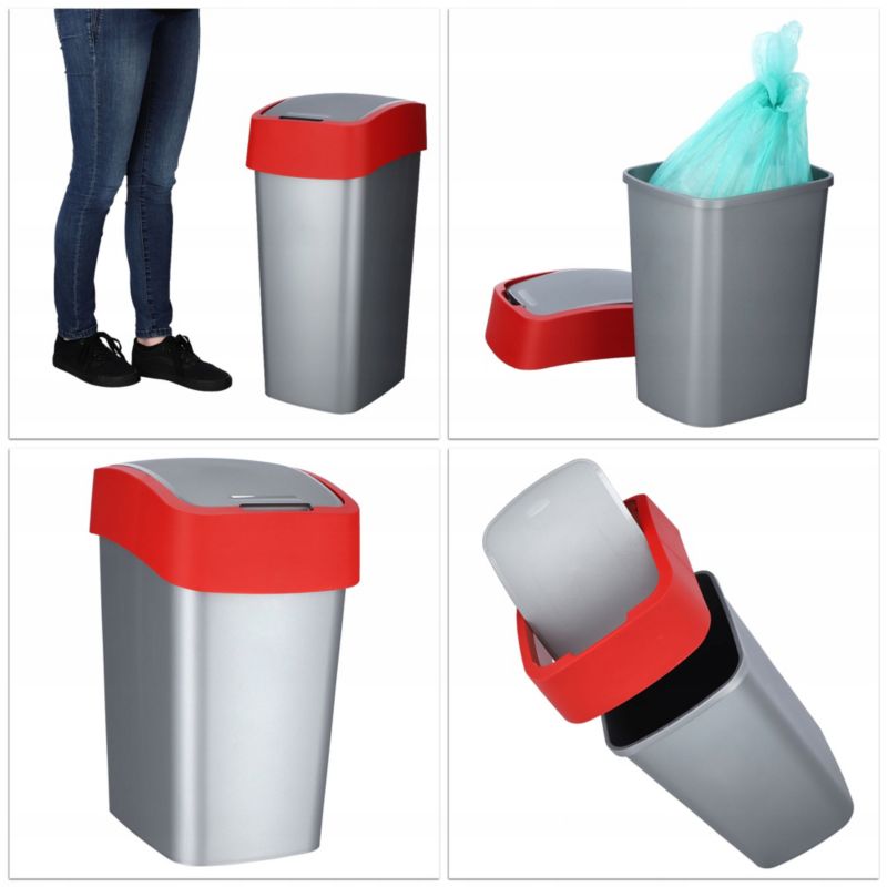 Kosz na śmieci Curver Flip Bin 50L, czerwony 1 szt.