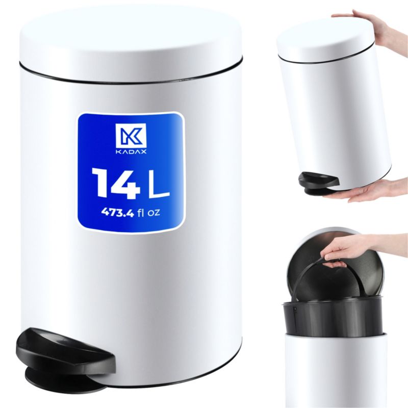 Kosz Na Śmieci KADAX Odpady 14L Pojemnik Z Pedałem Biały 1 szt.