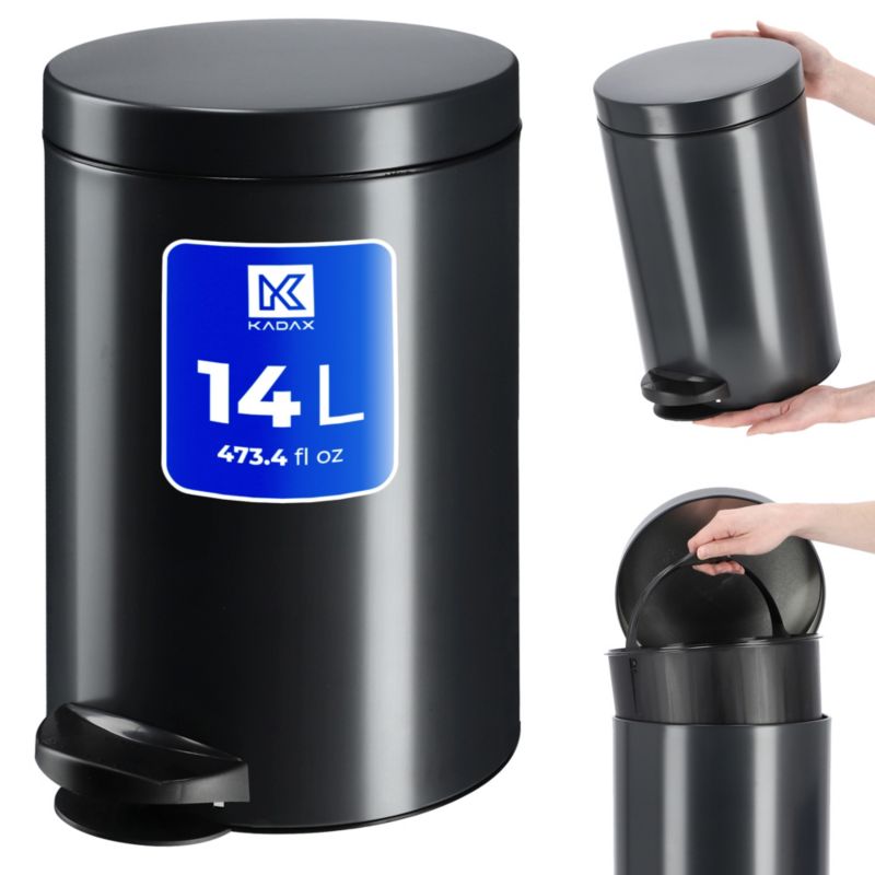 Kosz Na Śmieci KADAX Odpady 14L Pojemnik Z Pedałem Czarny 1 szt.