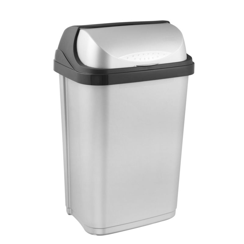 Kosz na śmieci Keeeper Rasmus 25l, srebrny 34 x 26 x 54 cm z obrotową pokrywą z tworzywa PP, 1 szt.