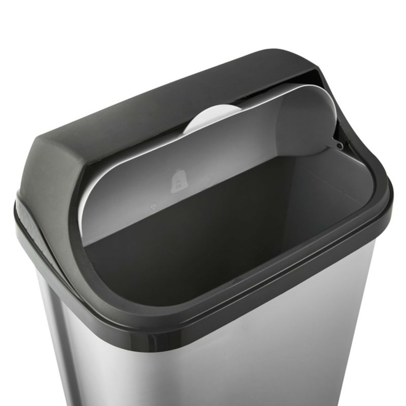 Kosz na śmieci Keeeper Rasmus 50l,  srebrny 39 x 29,5 x 67,5 cm z uchylną pokrywą z tworzywa PP, 1 szt.
