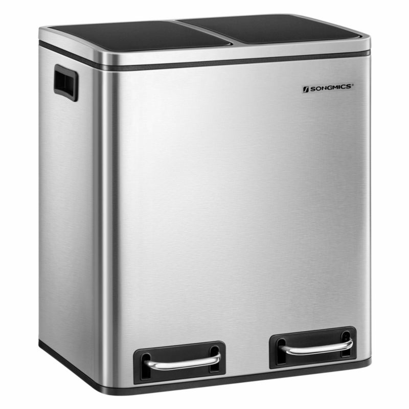 Kosz na śmieci Songmics srebrny metalowy podwójny 2x15L 1 szt.