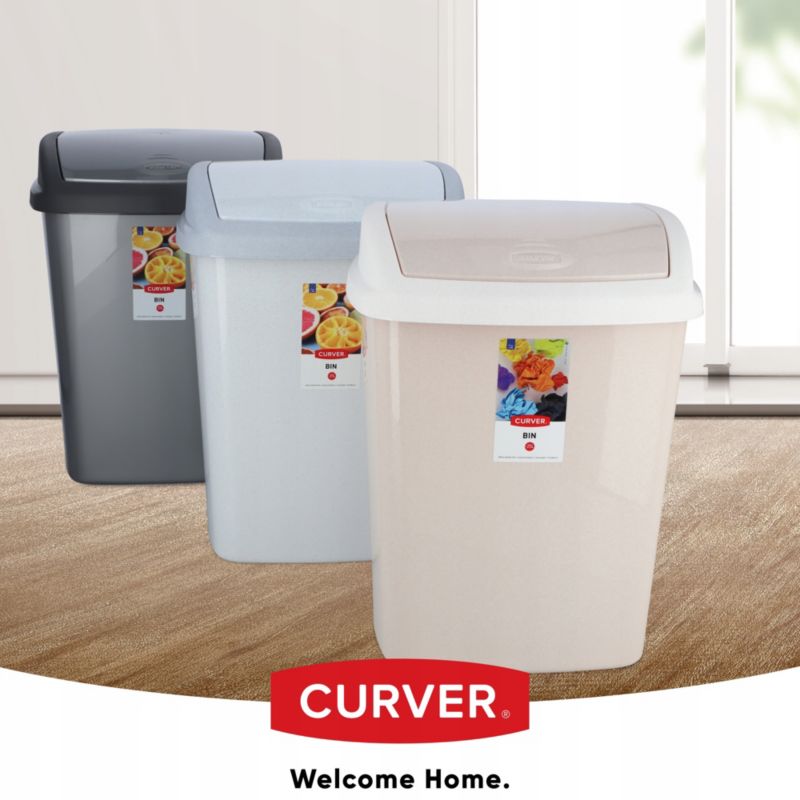 Kosz na śmieci uchylny Curver Dominik 25L, beżowy