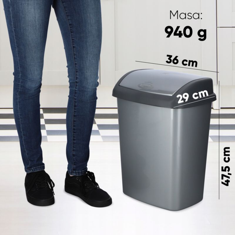 Kosz na śmieci uchylny Curver Dominik 25L, grafitowy
