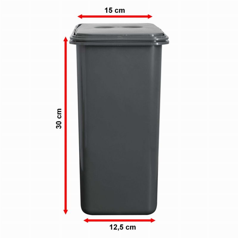 Kosz na śmieci z pokrywą FLEXI 8 l - wysokość 30 cm Sortowniki24 1 szt.