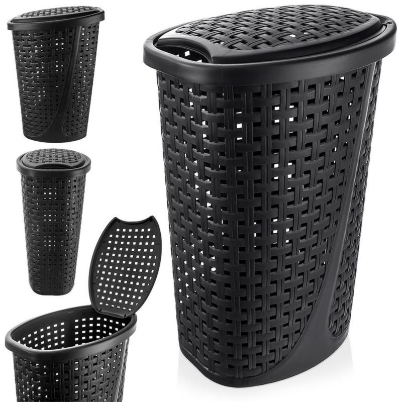Kosz na pranie Artdesign plastikowy czarny 45 l 1 szt.