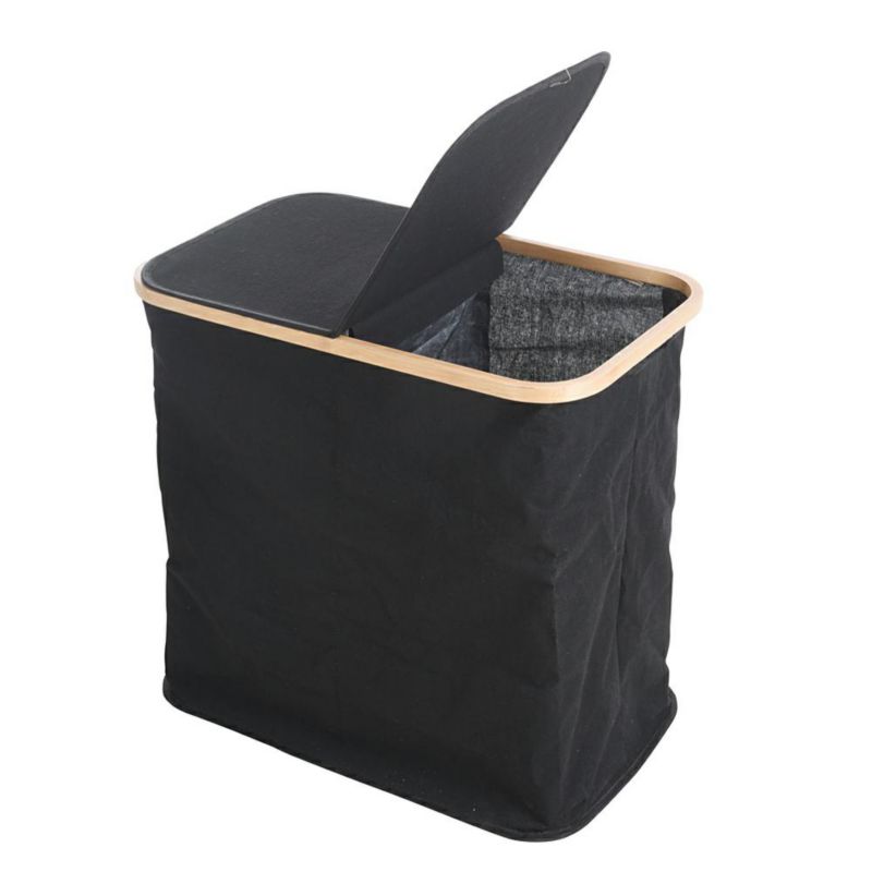 Kosz na pranie Bathroom Solutions 2-komorowy czarny 53x33x51 cm 1 szt.