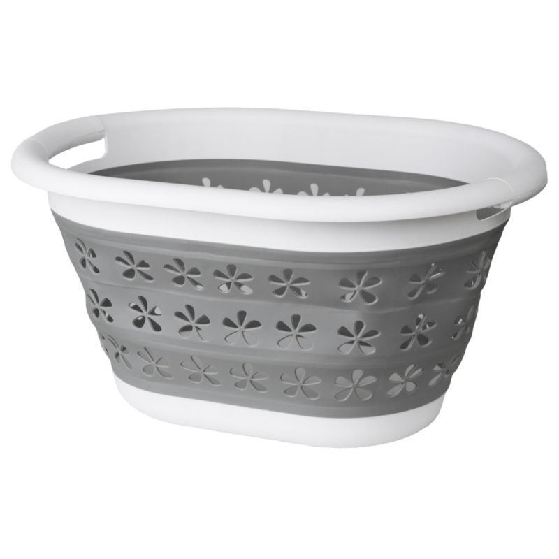 Kosz na pranie bieliznę Gockowiak Oval compact 50x37cm 25L owalna biało-szara 1szt