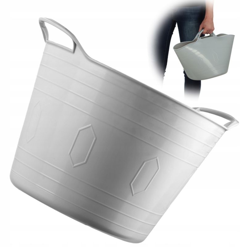Kosz Na Pranie KADAX Plastikowy miednica Uniwersalny 15L Kwadratowy szary 1 szt.