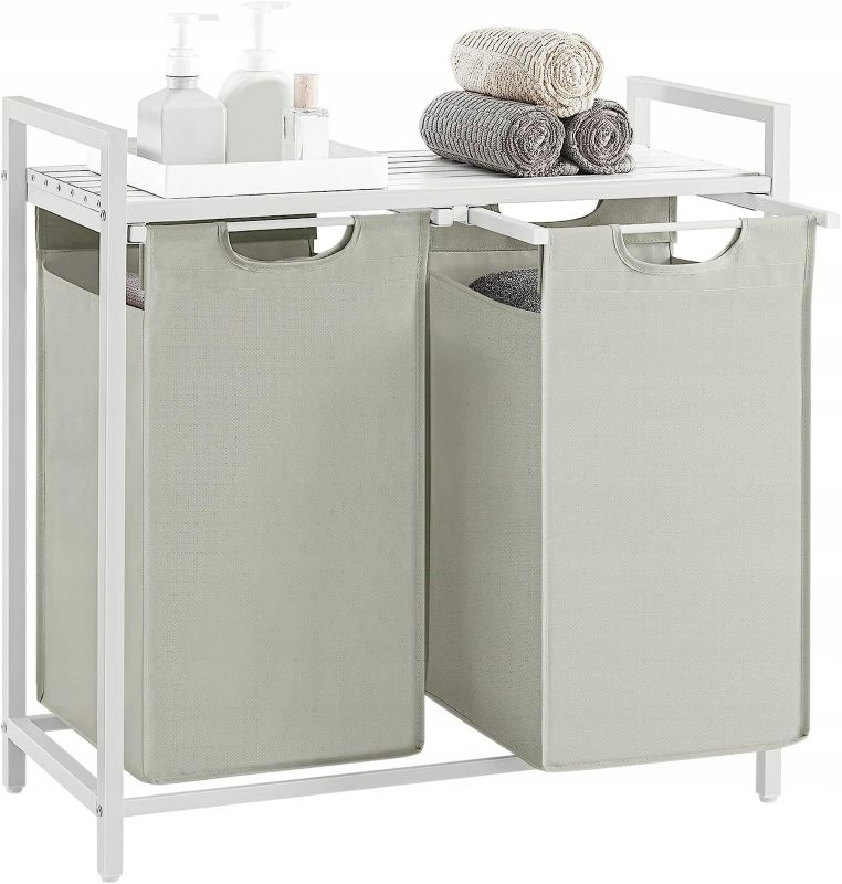 Kosz na pranie, Songmics, 2-komorowy, 2x46L, 1szt