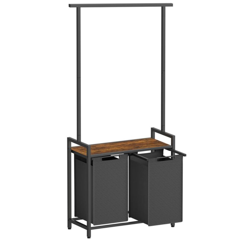Kosz na pranie Songmics 2-komorowy z wieszakiem 73x33x177 cm 1 szt.