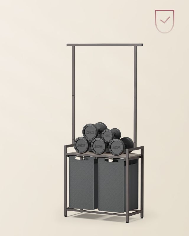 Kosz na pranie Songmics 2-komorowy z wieszakiem 73x33x177 cm 1 szt.