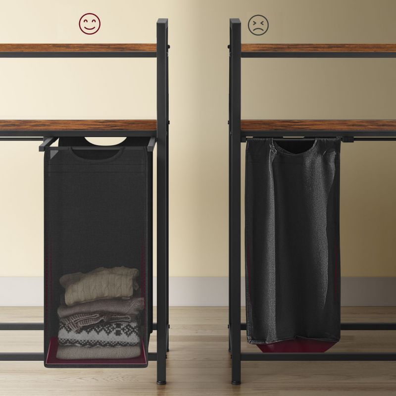 Kosz na pranie Songmics z 3 komorami i 2 półkami 120 L czarny 92,5x33x92 cm 1 szt.