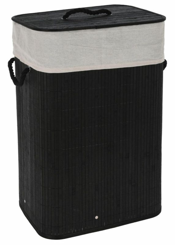 Kosz na pranie Storage Solutions bambusowy czarny 40x30x60 cm 1 szt.