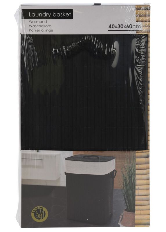 Kosz na pranie Storage Solutions bambusowy czarny 40x30x60 cm 1 szt.