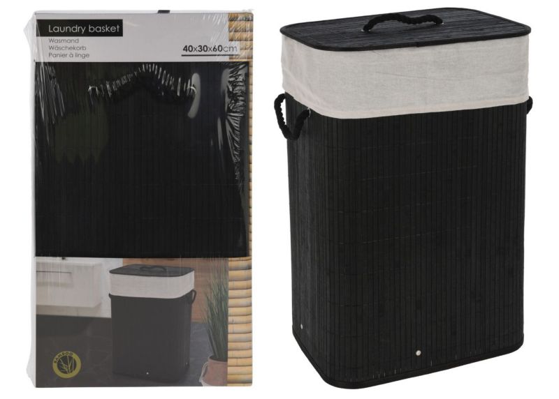 Kosz na pranie Storage Solutions bambusowy czarny 40x30x60 cm 1 szt.