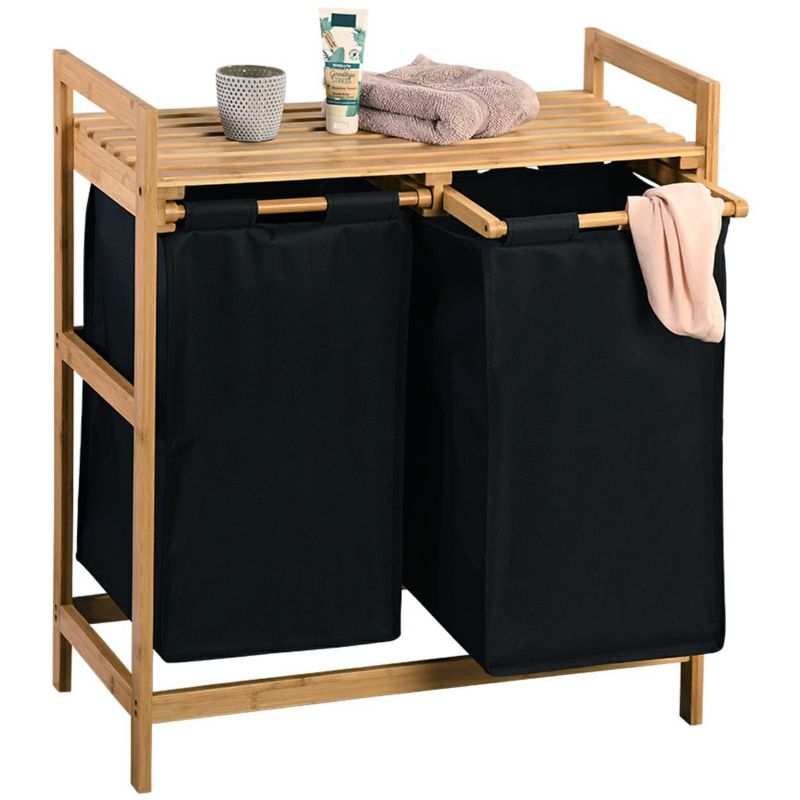 Kosz na pranie z półką 2-komorowy Kesper czarny 73 cm 1 szt.