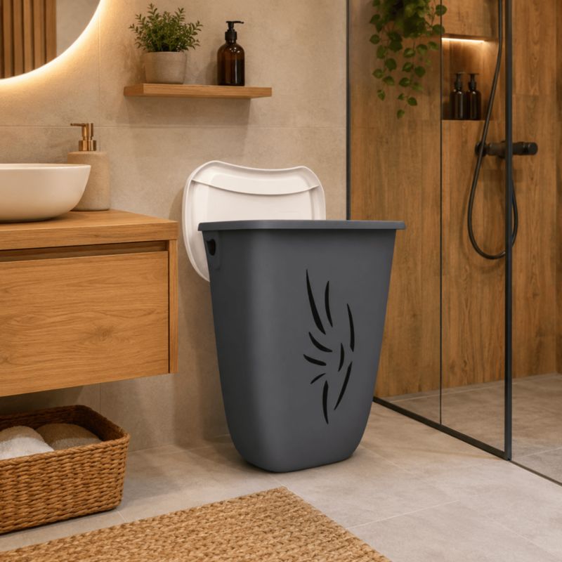 Kosz na pranie z pokrywą Kamai 40L szary 1szt.