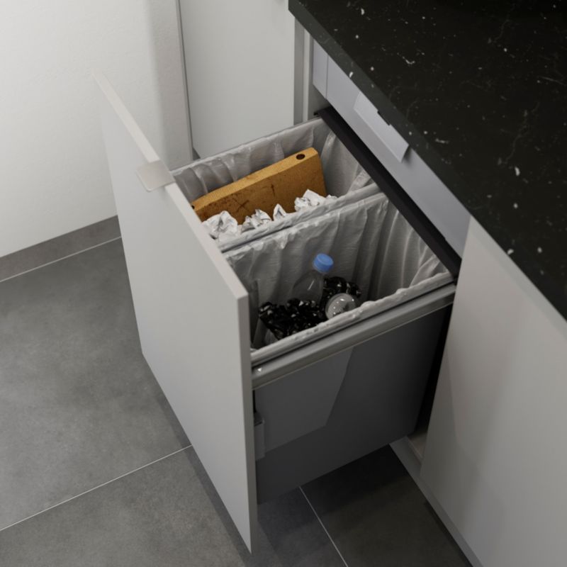 Kosz plastikowy zintegrowany GoodHome 50 cm z 2 pojemnikami