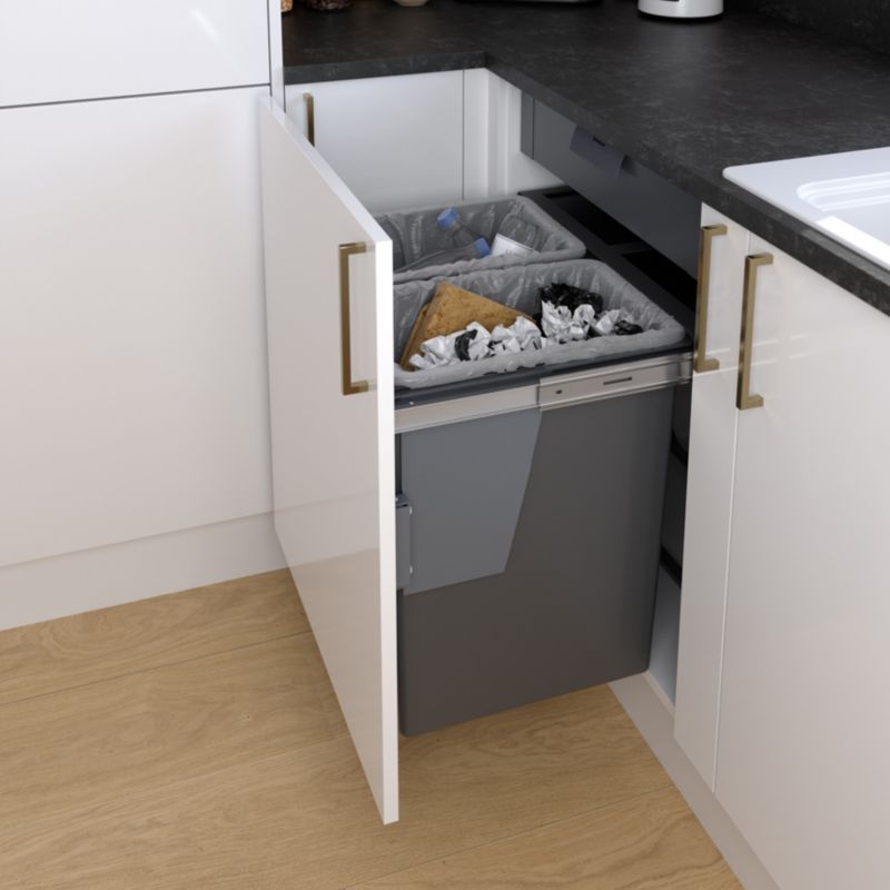 Kosz plastikowy zintegrowany GoodHome 60 cm z 2 pojemnikami