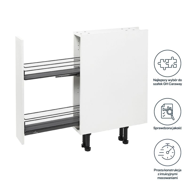 Kosz wysuwany cargo GoodHome Pebre 150 mm