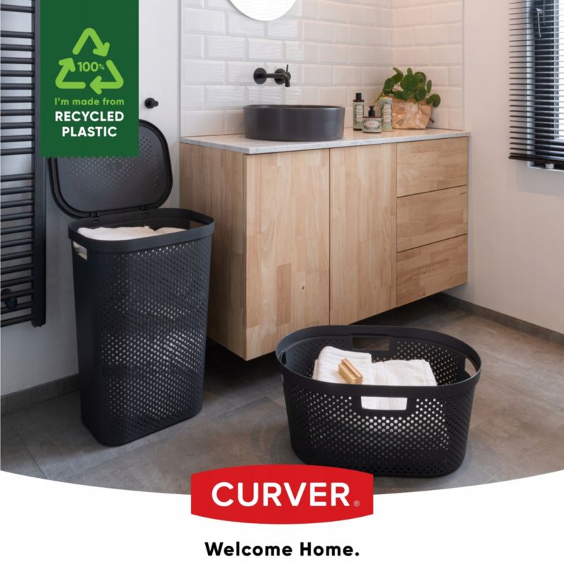 Kosz z pokrywą 60L + pojemnik 40L Curver Infinity ciemnoszary  2 szt.