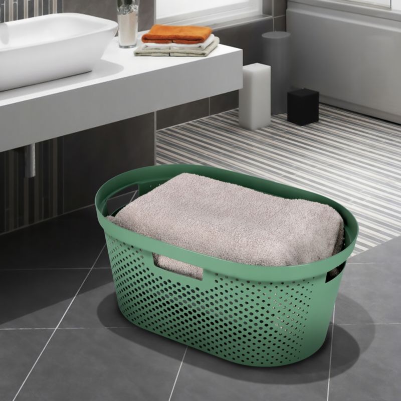 Kosz z pokrywą 60L + pojemnik 40L Curver Infinity Recycled zielony