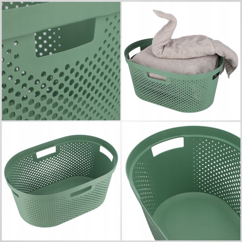 Kosz z pokrywą 60L + pojemnik 40L Curver Infinity Recycled zielony