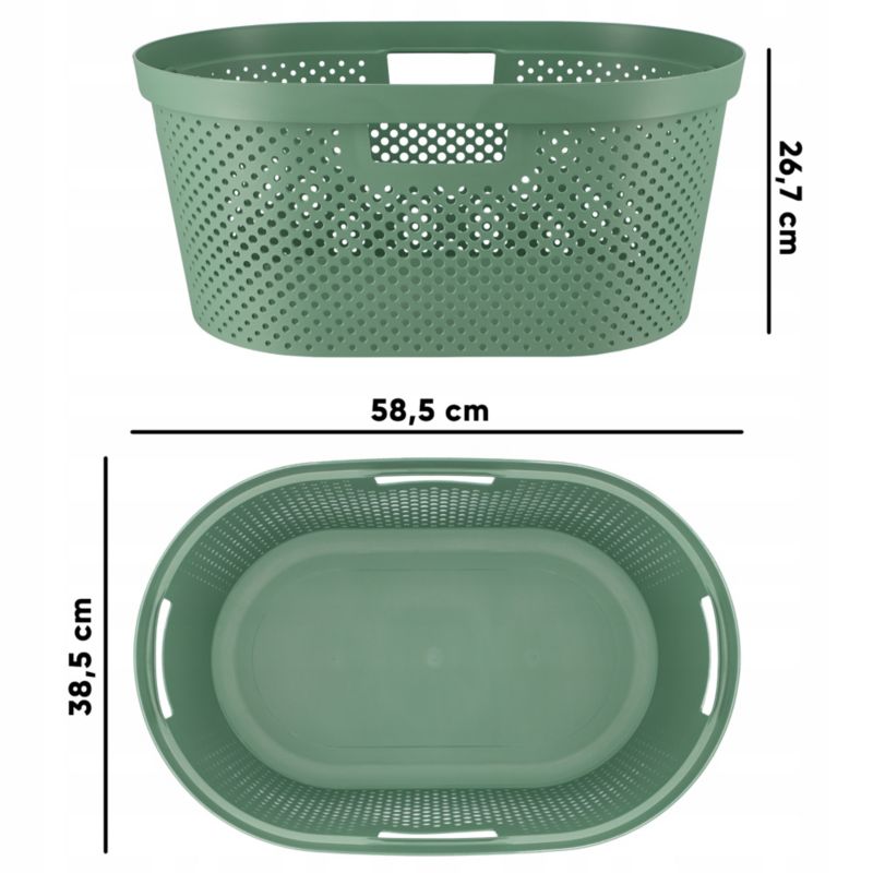 Kosz z pokrywą 60L + pojemnik 40L Curver Infinity Recycled zielony