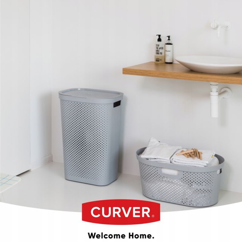 Kosz z pokrywą 60L + pojemnik 45L Curver Infinity jasnoszary