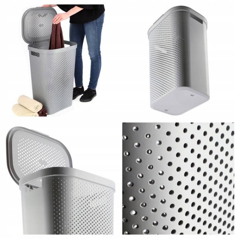 Kosz z pokrywą 60L + pojemnik 45L Curver Infinity jasnoszary