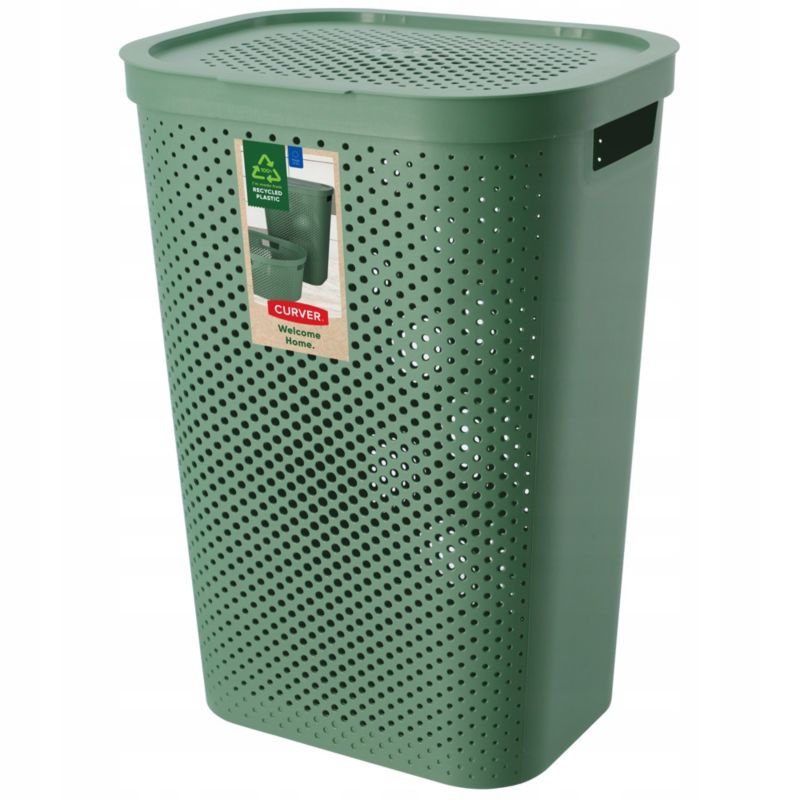 Kosze z pokrywą Curver Infinity 60L mix kolorów czarny i zielony 2 szt.