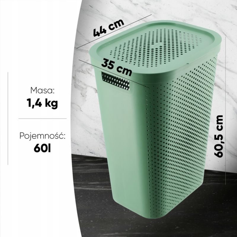 Kosze z pokrywą Curver Infinity 60L mix kolorów czarny i zielony 2 szt.