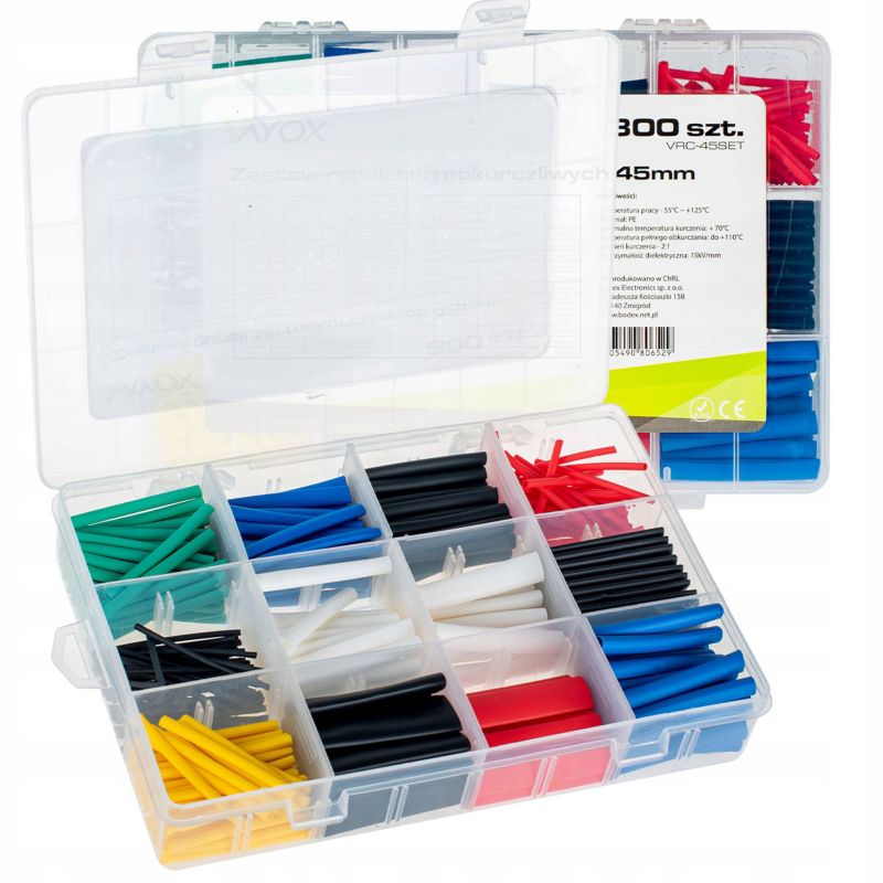 Koszulki termokurczliwe Vayox VRC-300SET rurki 1,2-13,2mm 300szt 1 kpl.