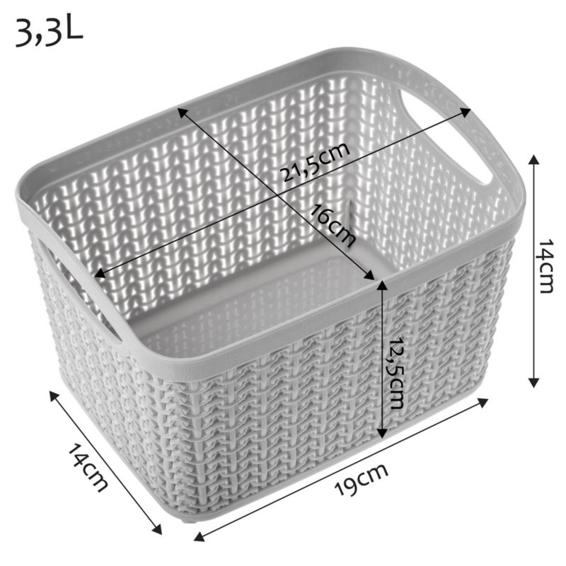 Koszyk KADAX Pojemnik Pudełko Plastik Kosz 3,3L Szary 1 szt.