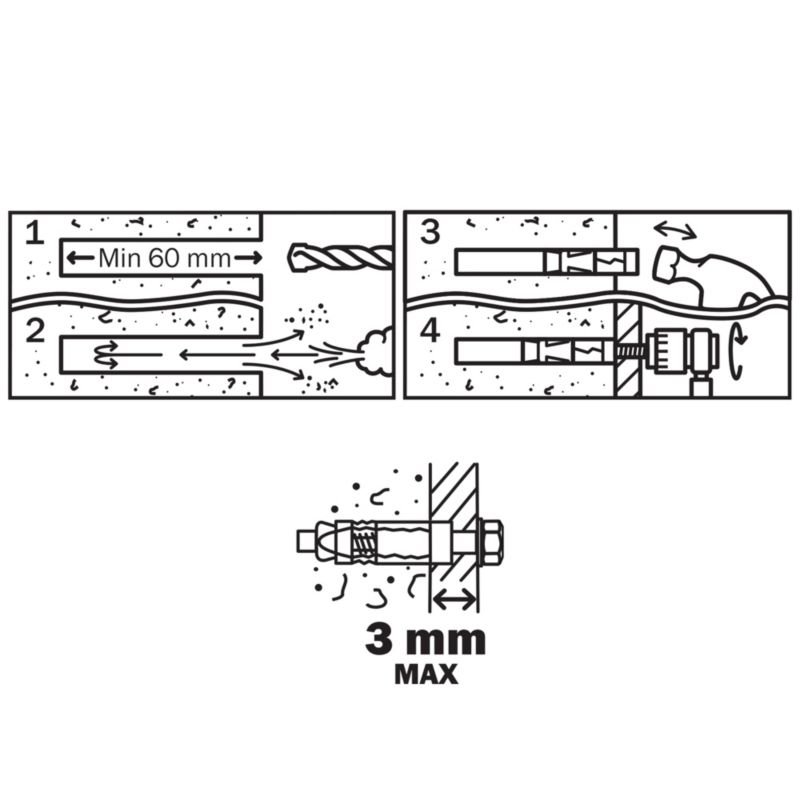 Kotwy tulejowe Diall M10 x 60 mm 4 szt.