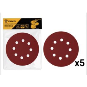 Krążek papier ścierny DEKO do szlifierki z otworami P400 5 sztuk 1 kpl.