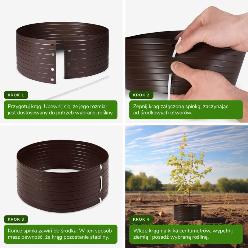 Krąg nawodnieniowy PVC 25 cm QUEST, opaska do podlewania roślin, drzew i pomidorów, 3,75 L- szary, 1 szt.