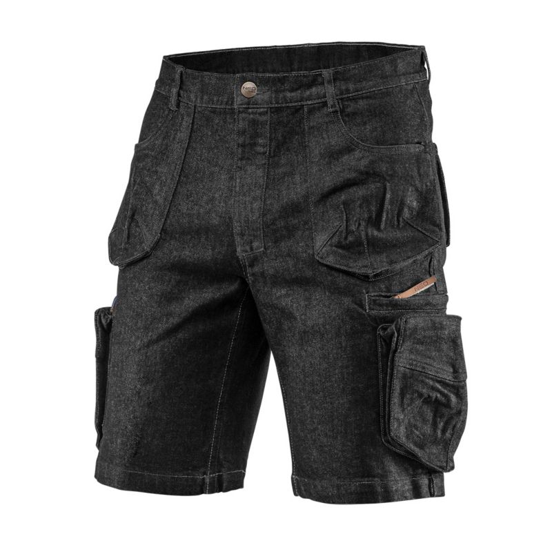 Krótkie spodenki unisex NEO TOOLS XS DENIM BLACK, czarne 1 szt.