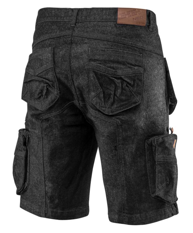 Krótkie spodenki unisex NEO TOOLS XS DENIM BLACK, czarne 1 szt.