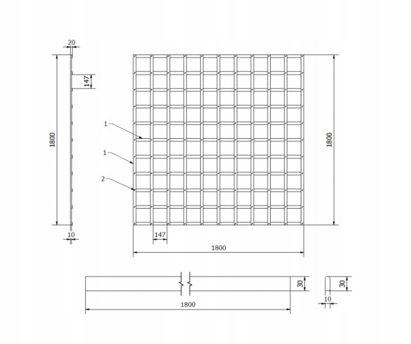 Kratka prosta bez ramy Roma 180x180 cm 1szt.