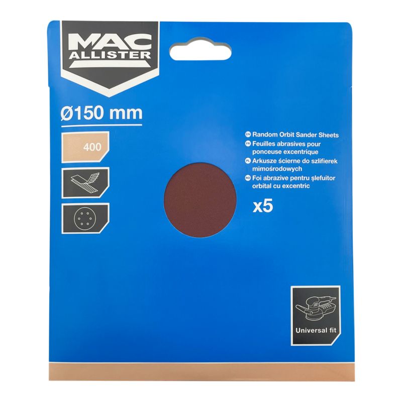 Krążek na rzep Mac Allister 150 mm P240 bez otworów 5 sztuk